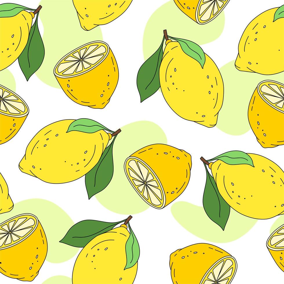 Lemon Pattern seamless on white background Vector Illustration