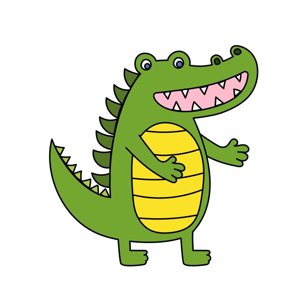 Crocodile doodle Vector color illustration isolated on white background