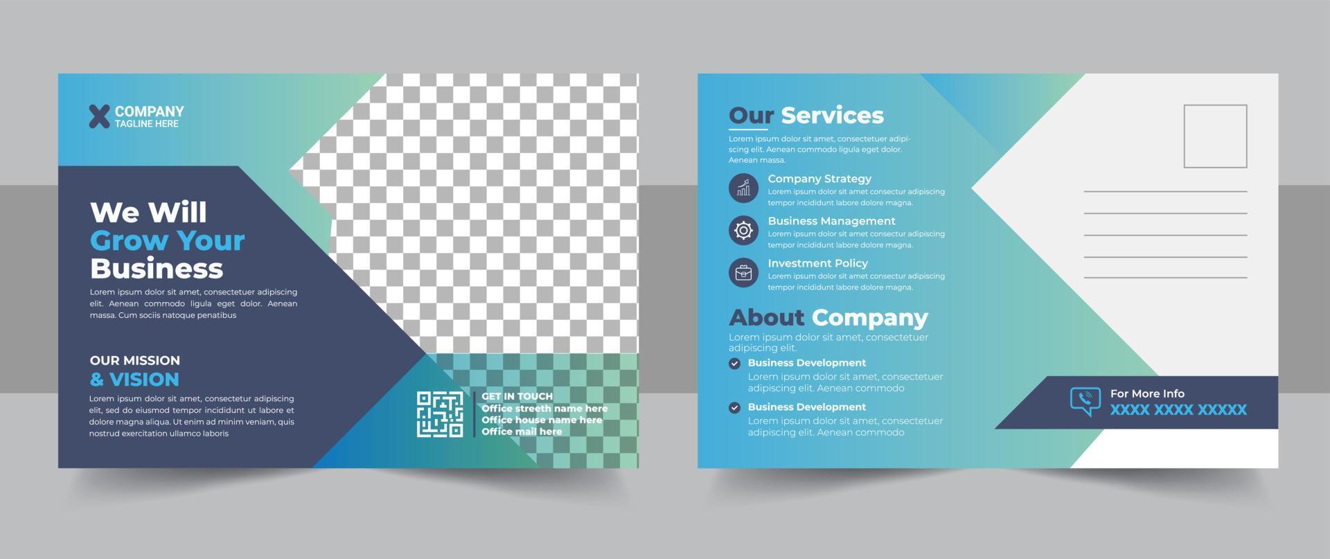 Corporate postcard design template. amazing and modern postcard design. Postcard design template. Postcard real estate, business postcard, postcard template, post card, postcard layout vector