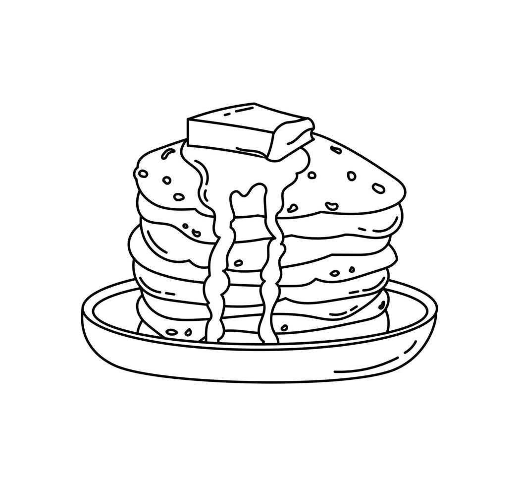 Pancake Doodle Coloring Book with vector illustration for Kids