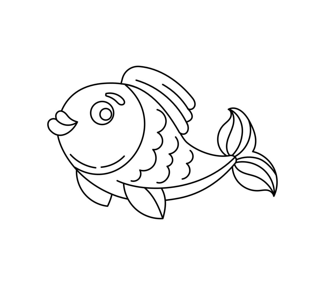 Fish doodle Coloring book with vector illustration for kids