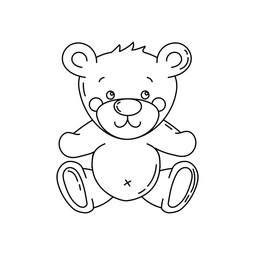 Teddy Bear Doodle Coloring Book with vector illustration for kids ...