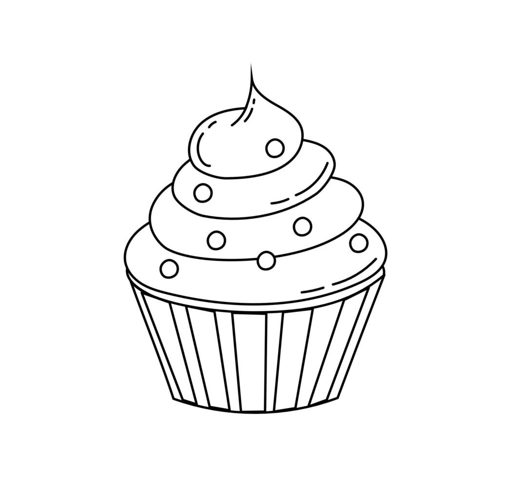 Cake dessert doodle Coloring book with vector illustration for kids