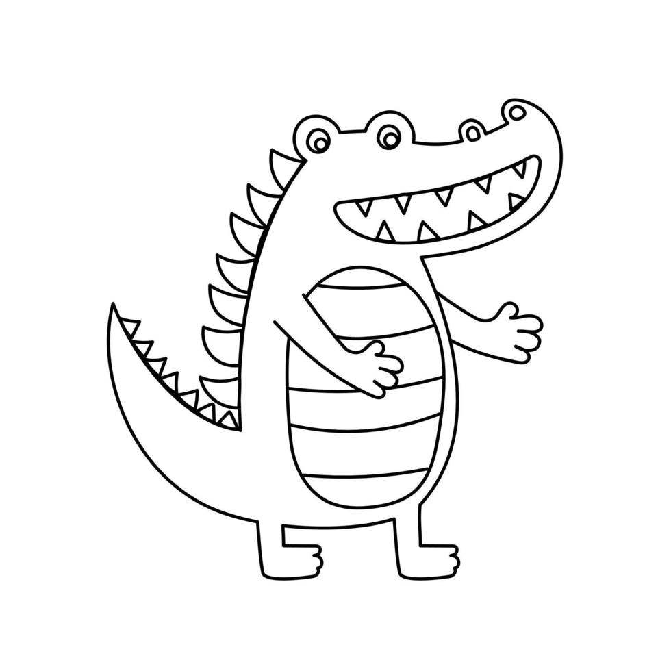 Crocodile doodle Coloring book with vector illustration for kids