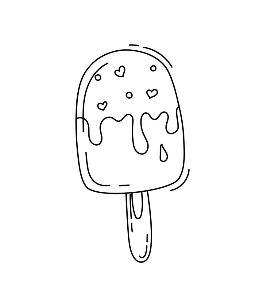Ice Cream Popsicle Doodle Coloring Book with vector illustration for Kids
