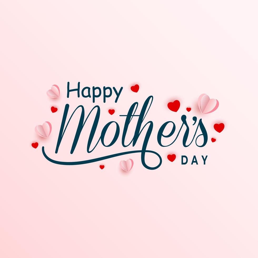 Happy mothers day lettering background with heart shapes vector