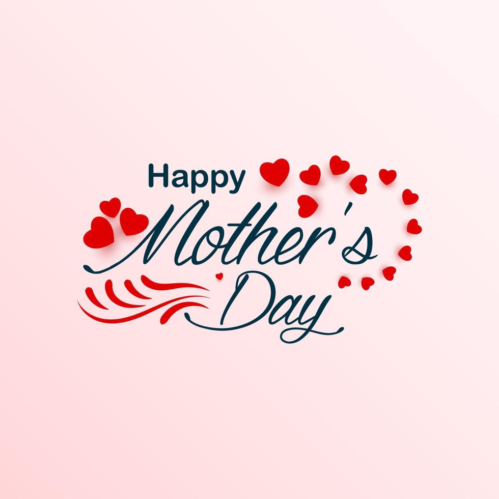 Happy mothers day hand lettering with heart shapes vector