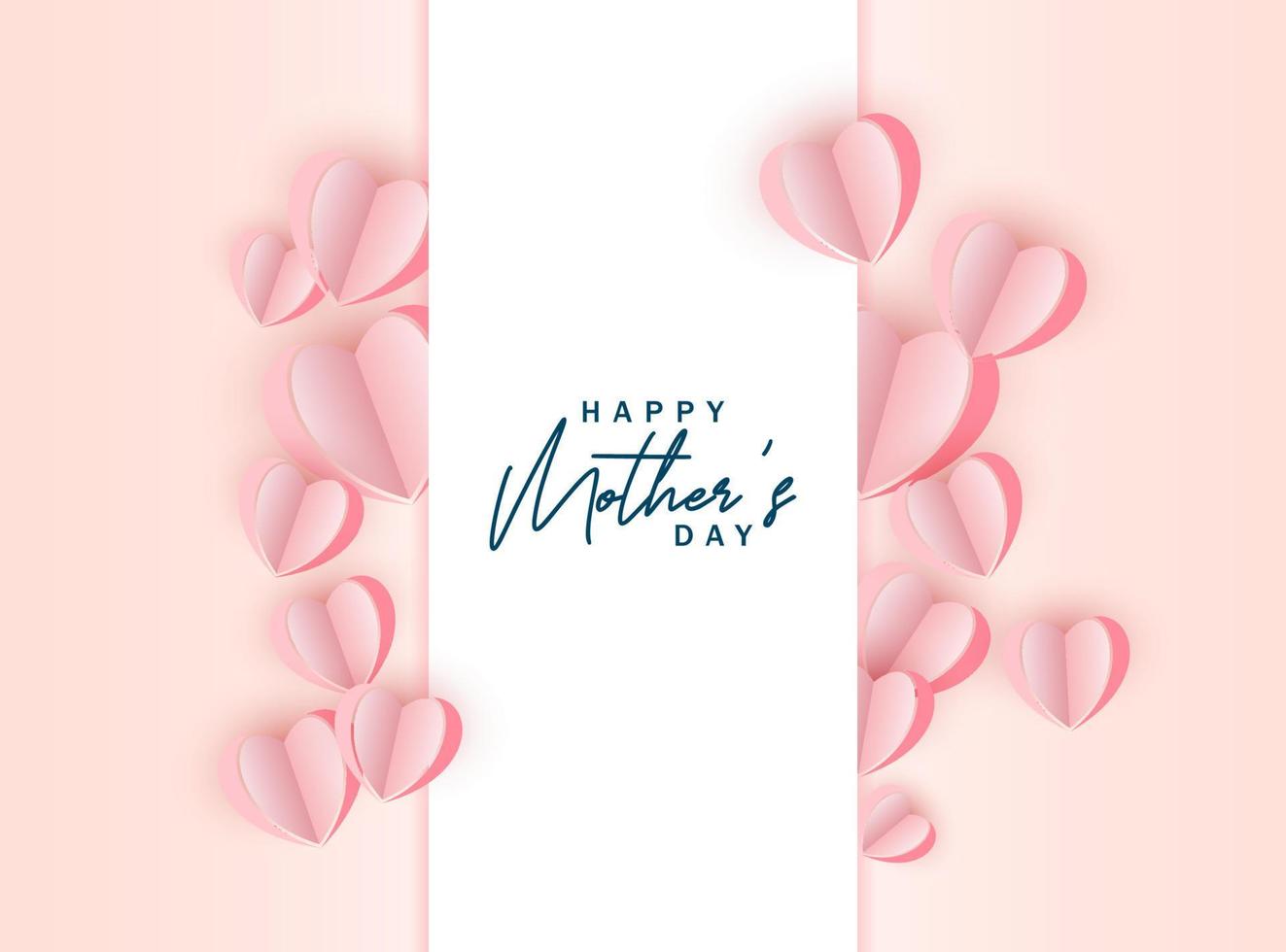 Happy mothers day postcard background design with heart shapes vector