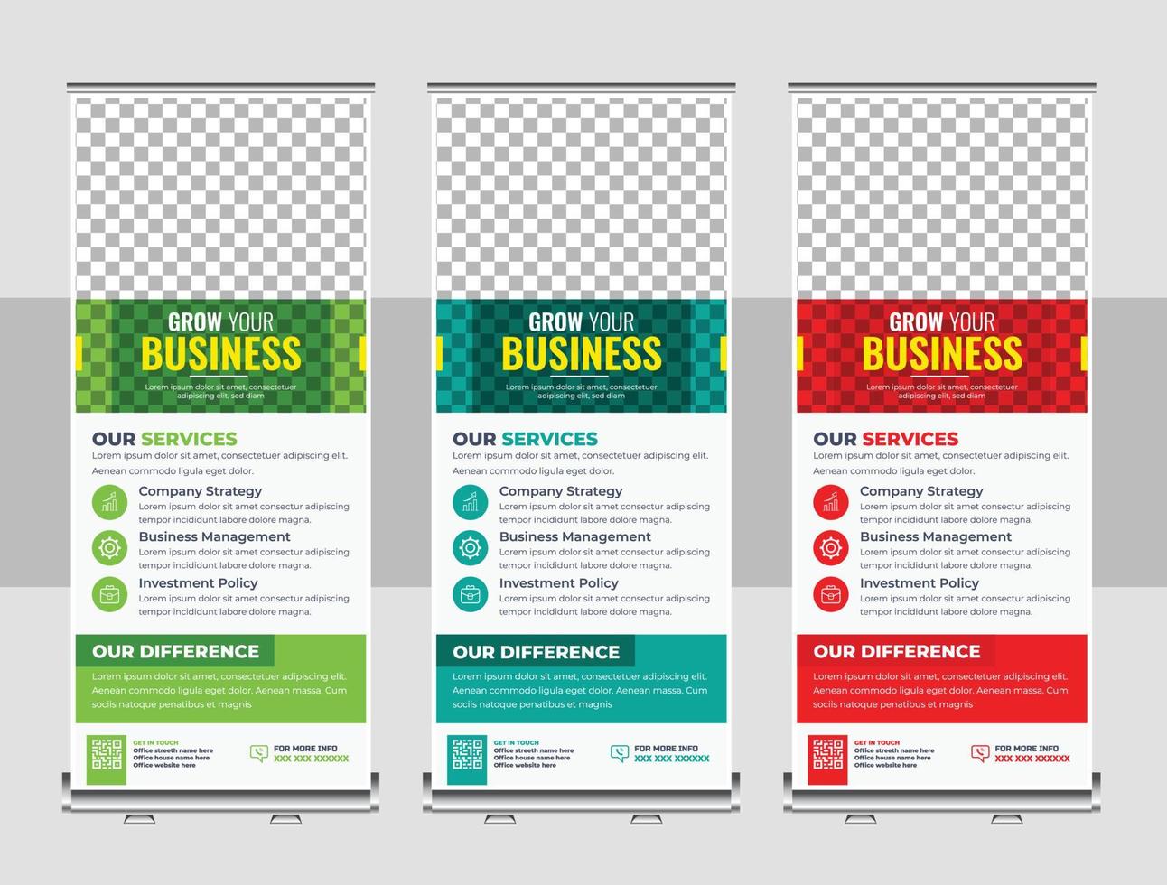 corporate business company rackcard, stand banner, and x banner template vector