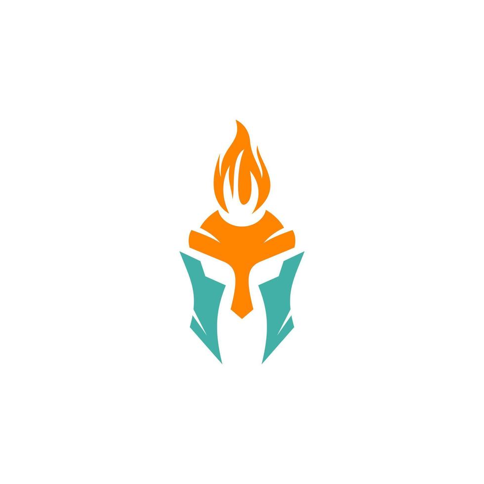 Logo for spartan helmet with fire on it vector