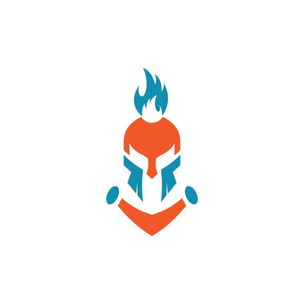 Logo for spartan helmet with fire on it vector