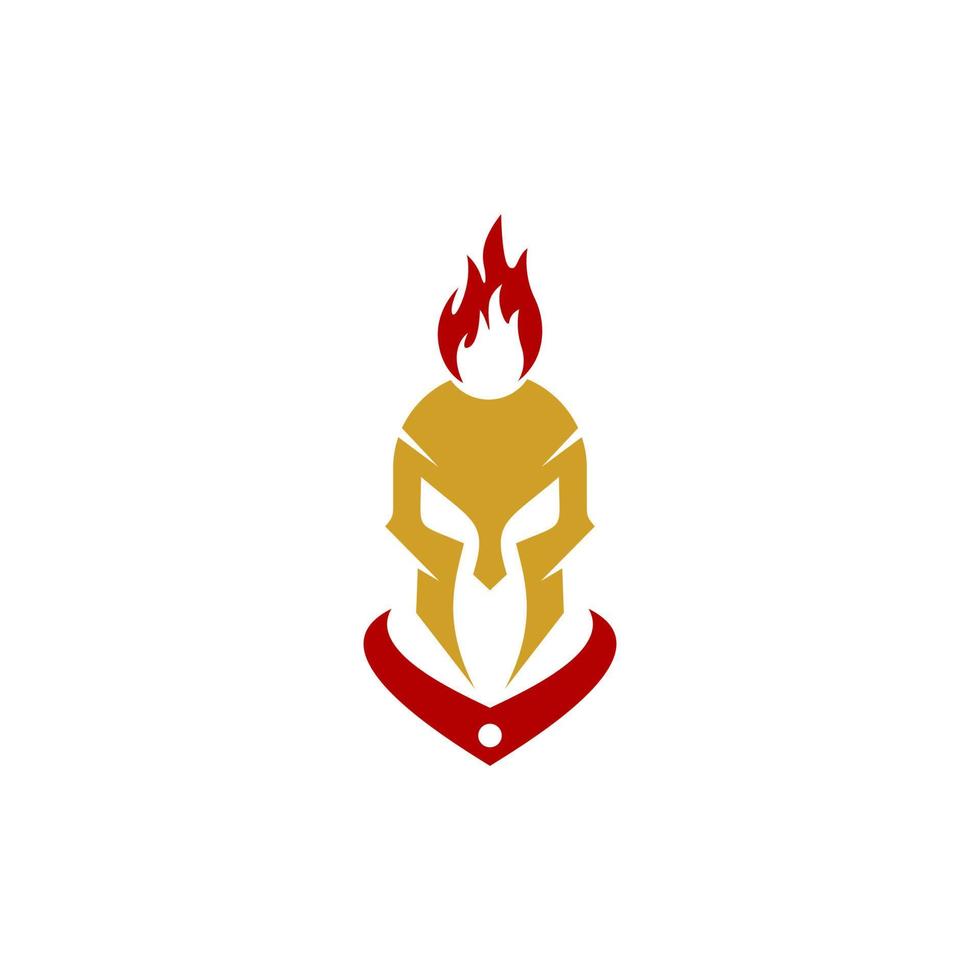 Logo for spartan helmet with fire on it vector