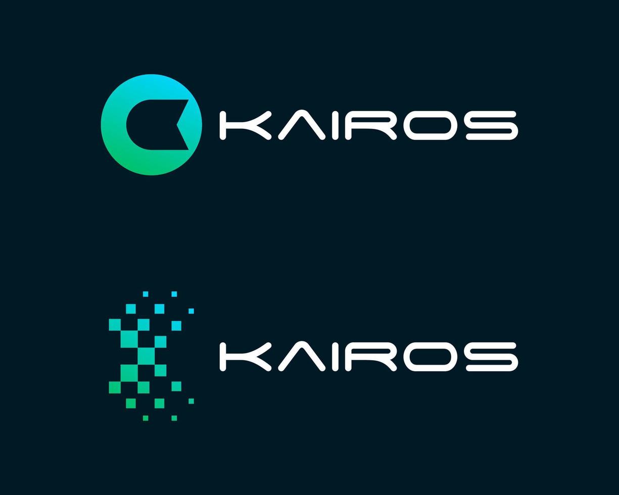 K letter monogram technology logo design. vector