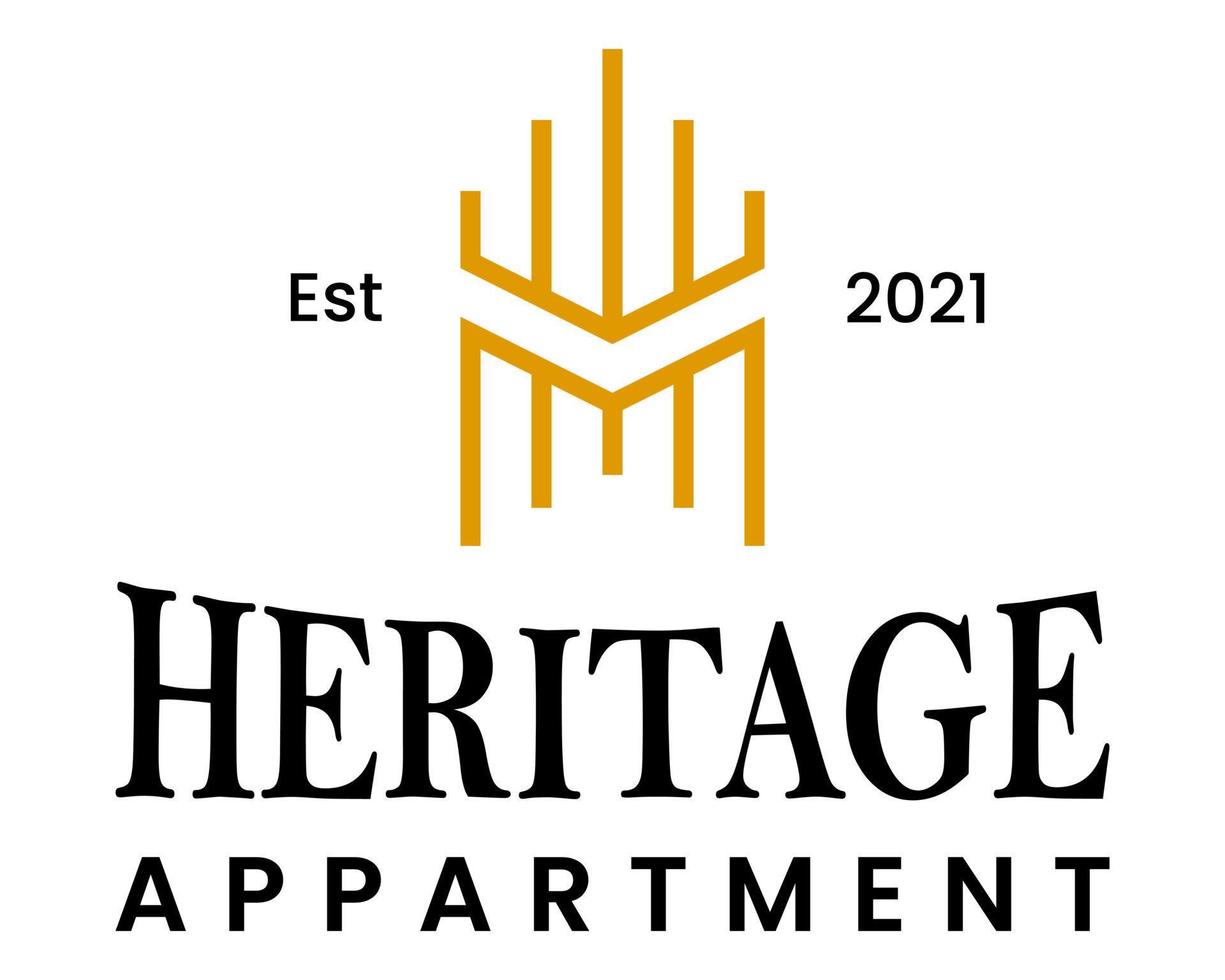 H letter monogram apartment building logo design. vector