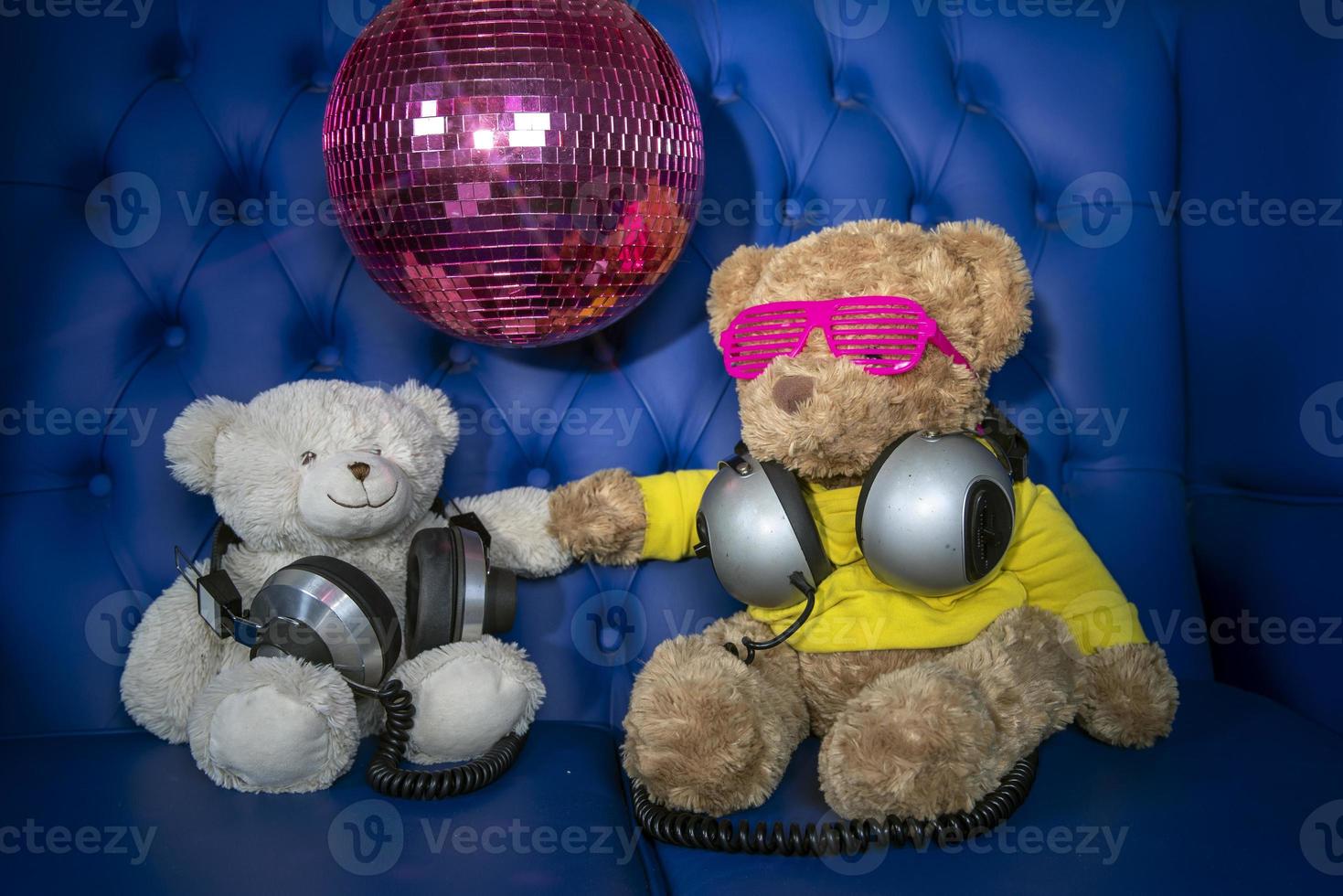 teddy bear in a disco setting photo