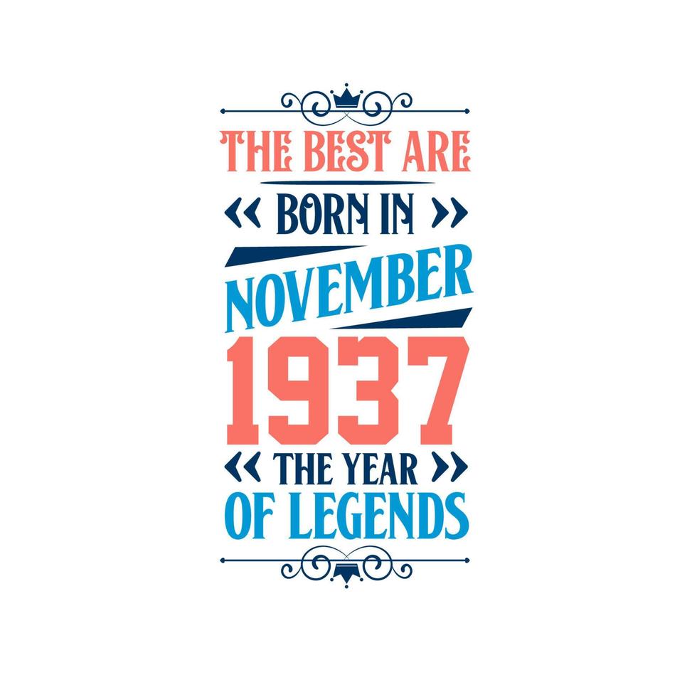 Best are born in November 1937. Born in November 1937 the legend Birthday vector