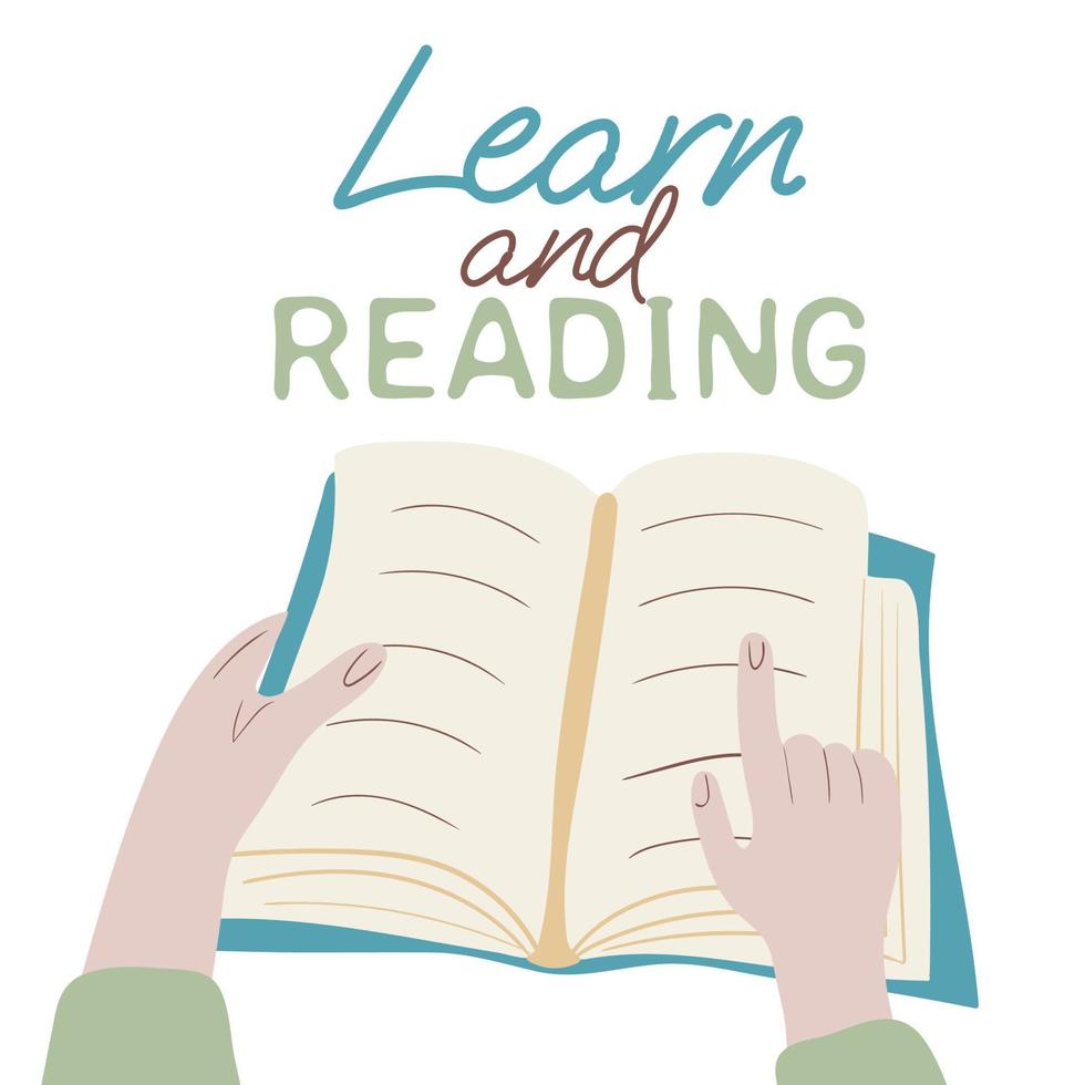 Learn and reading. Hands holding open book isolated on white background vector