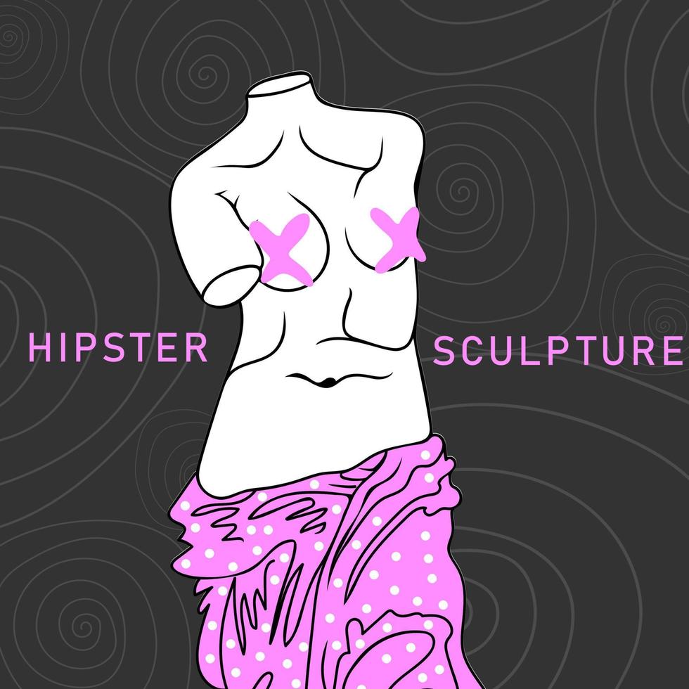 Hipster ancient greek sculpture. Stylized posters in a modern psychedelic style vector