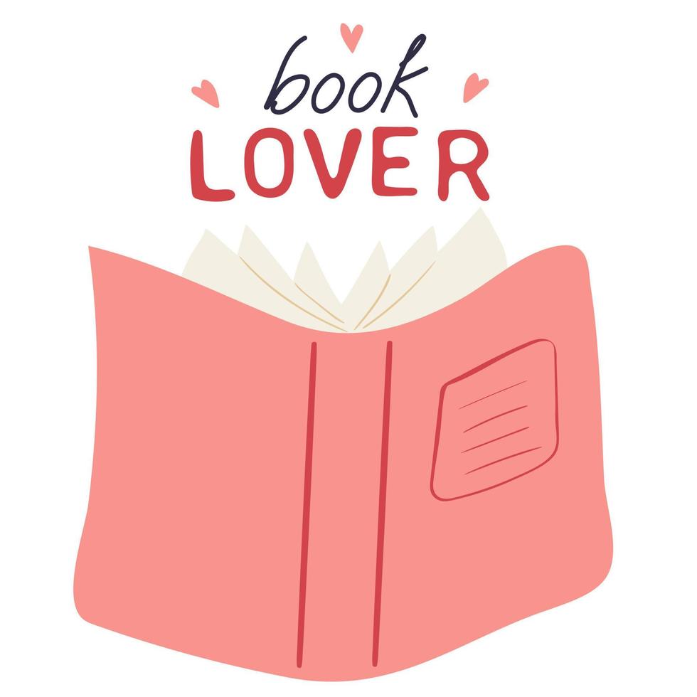 Book lover. Hand drawn open book isolated on white background vector