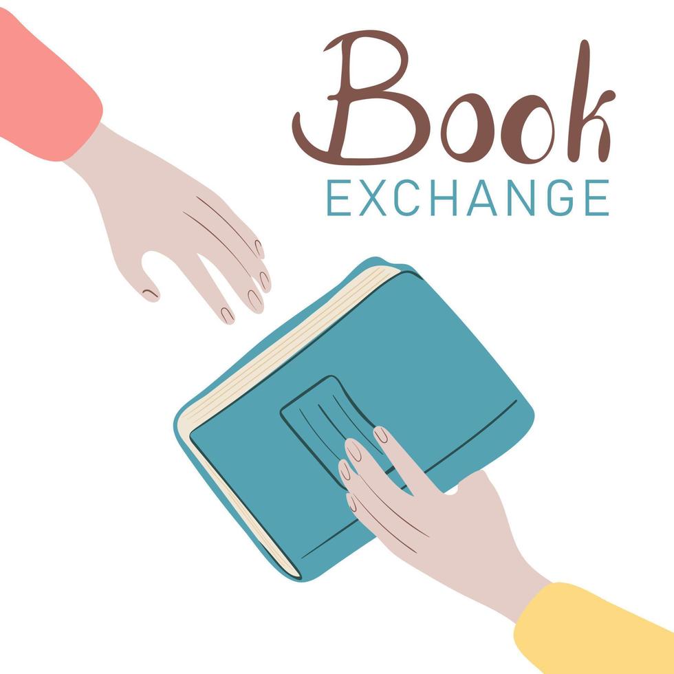 Books swap, exchange or crossing. Reading party, school literature event vector