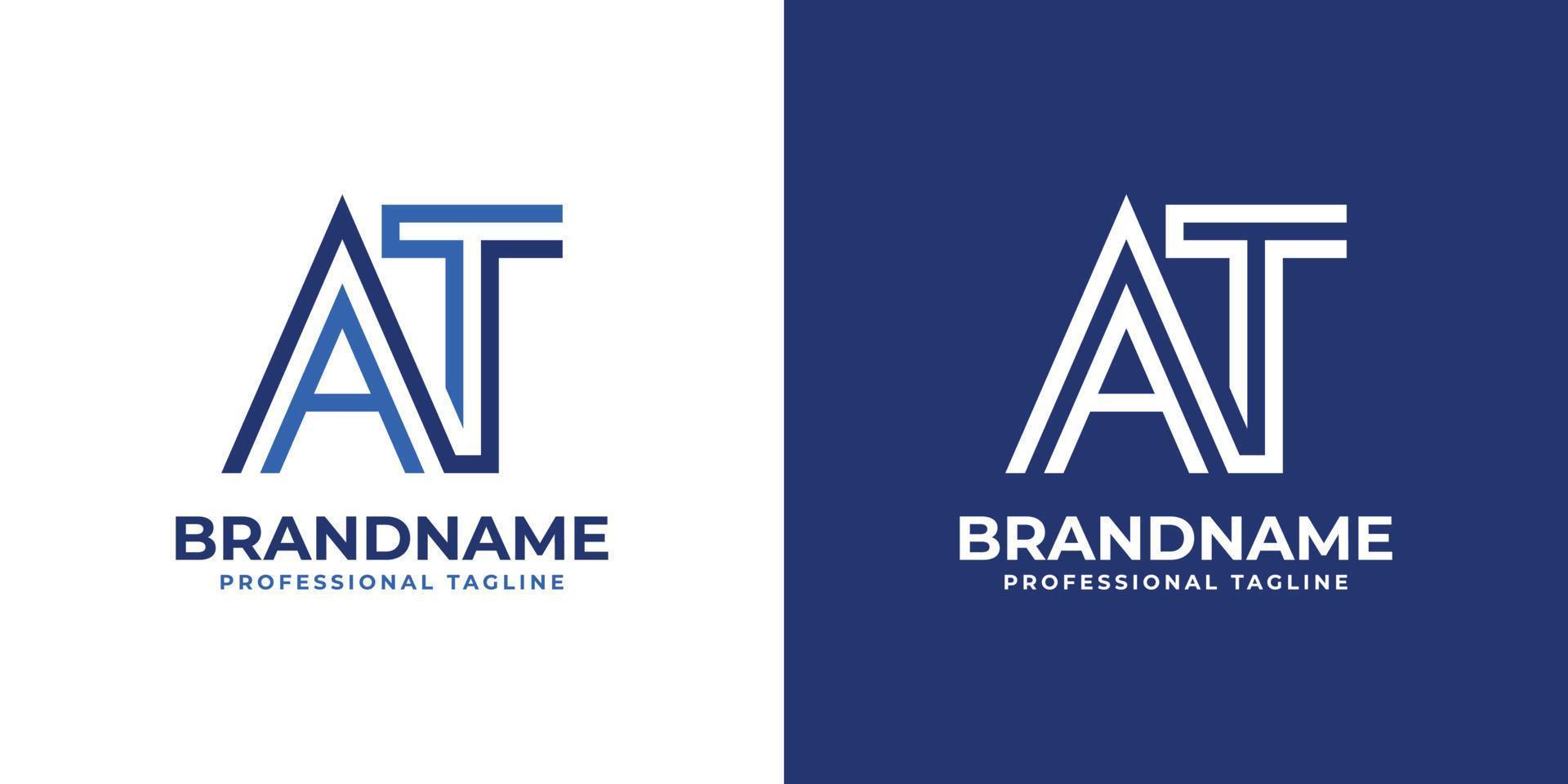 Letter AT Line Monogram Logo, suitable for any business with AT or TA initials. vector