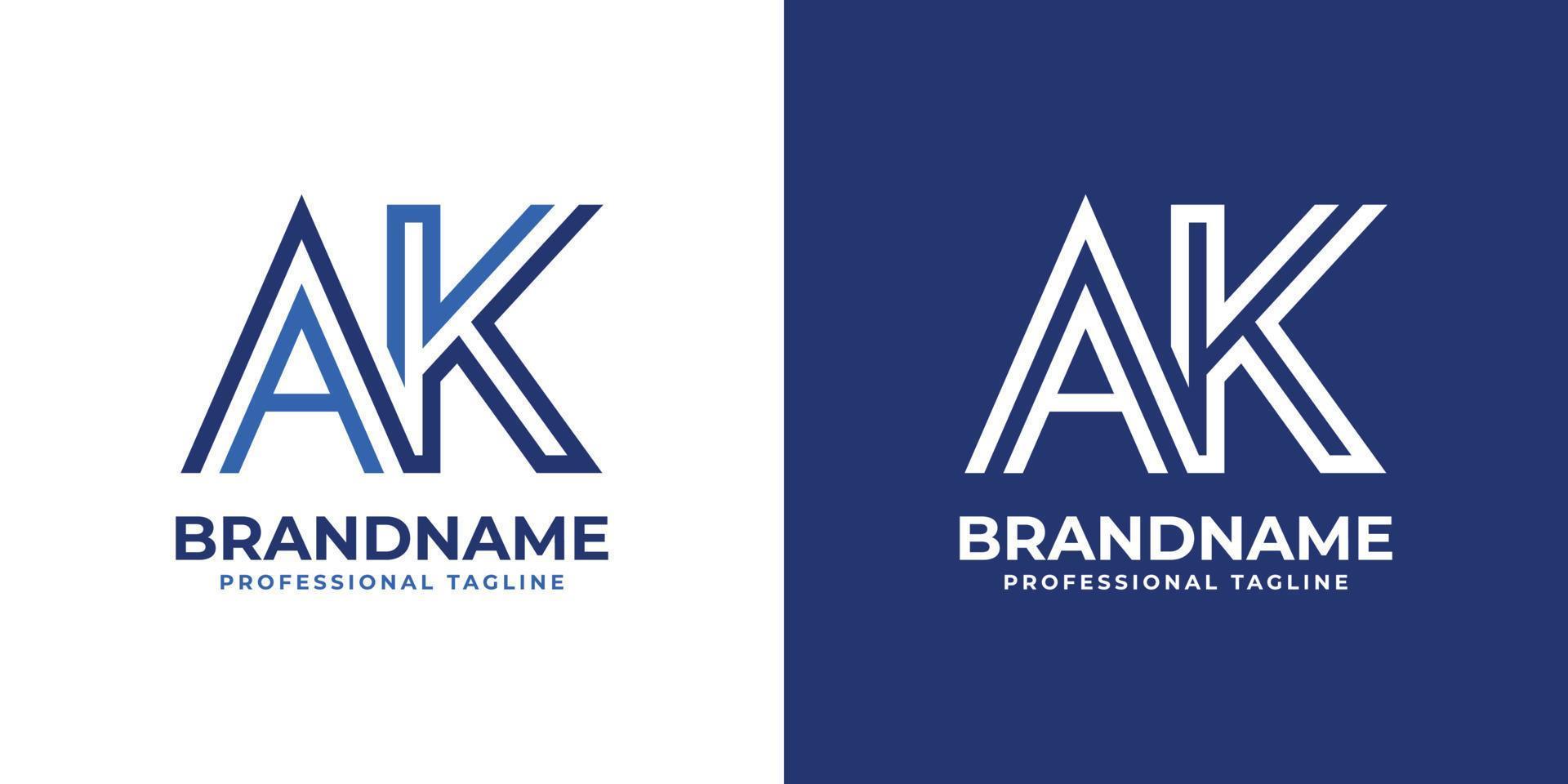 Letter AK Line Monogram Logo, suitable for any business with AK or KA initials. vector