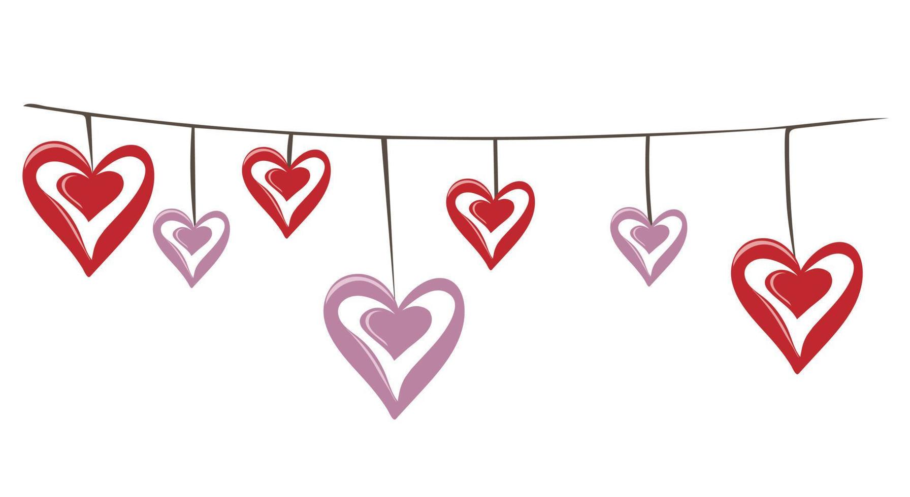 Hand drawn garland with hearts vector