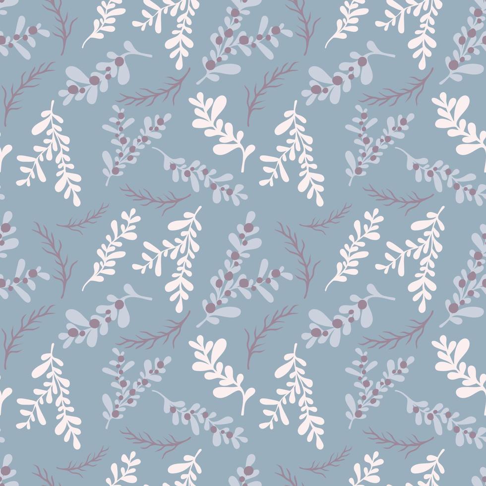 Seamless pattern of winter branches and leaves vector