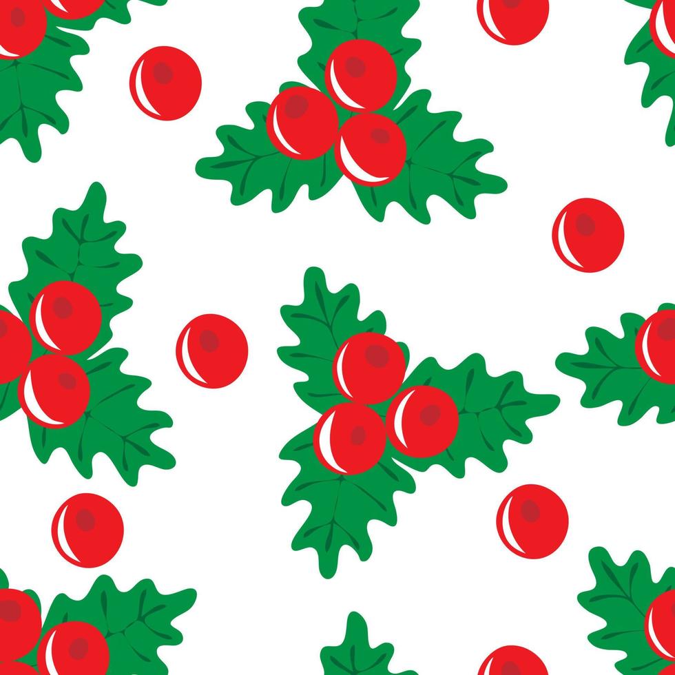Seamless pattern with red holly berries vector