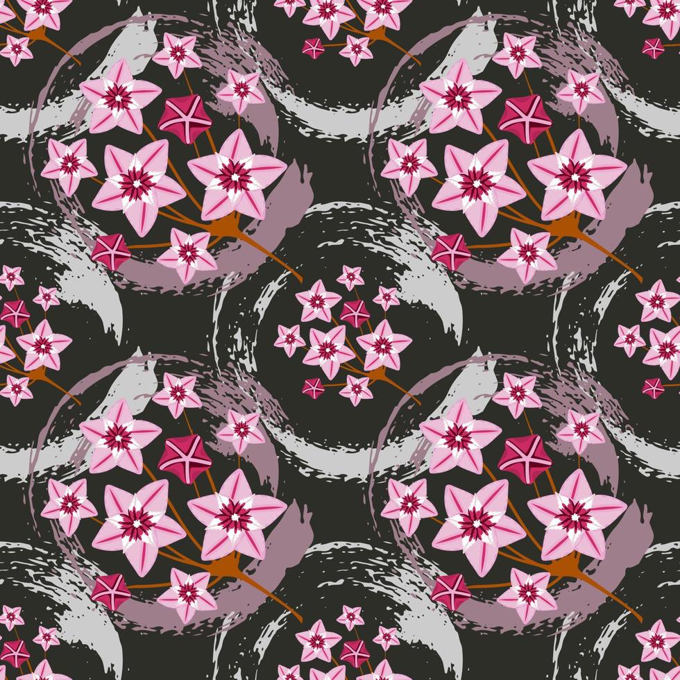 Seamless pattern with hoya home flower vector