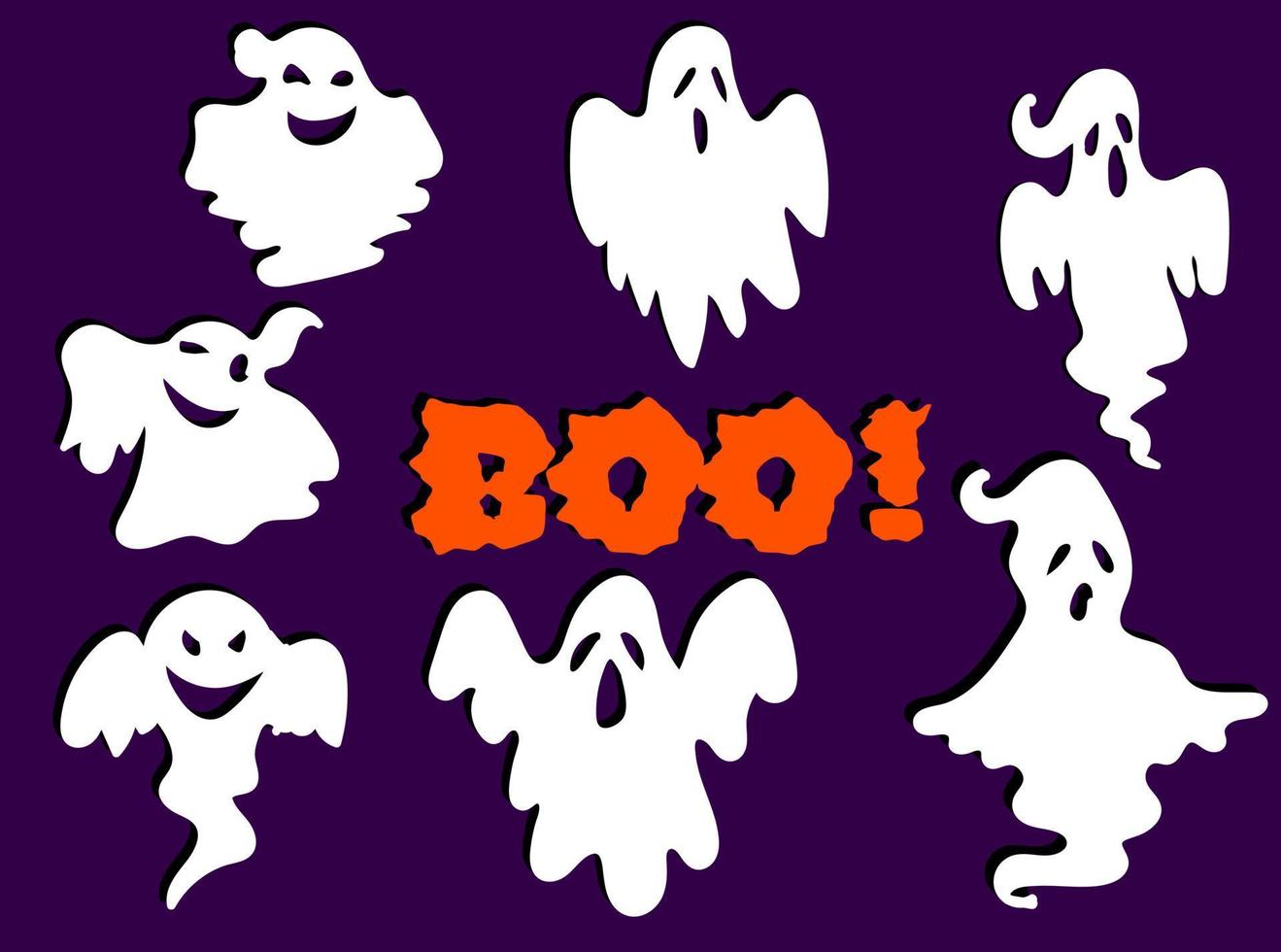 Cartoon illustration of a ghostes with boo text. vector