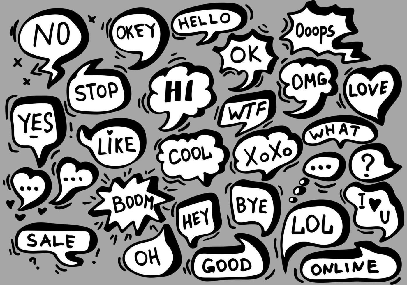 Comic speech bubbles set. Chat messages vector