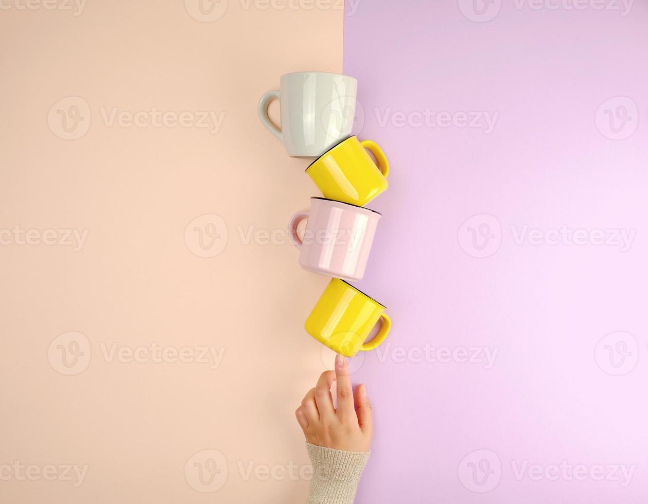 Empty ceramic cups photo