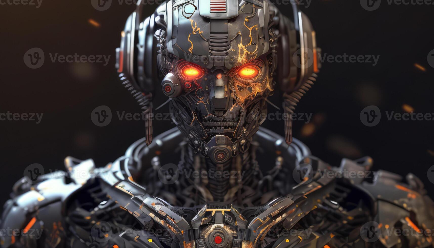 Futuristic future robot concept artificial intelligence. Created with photo