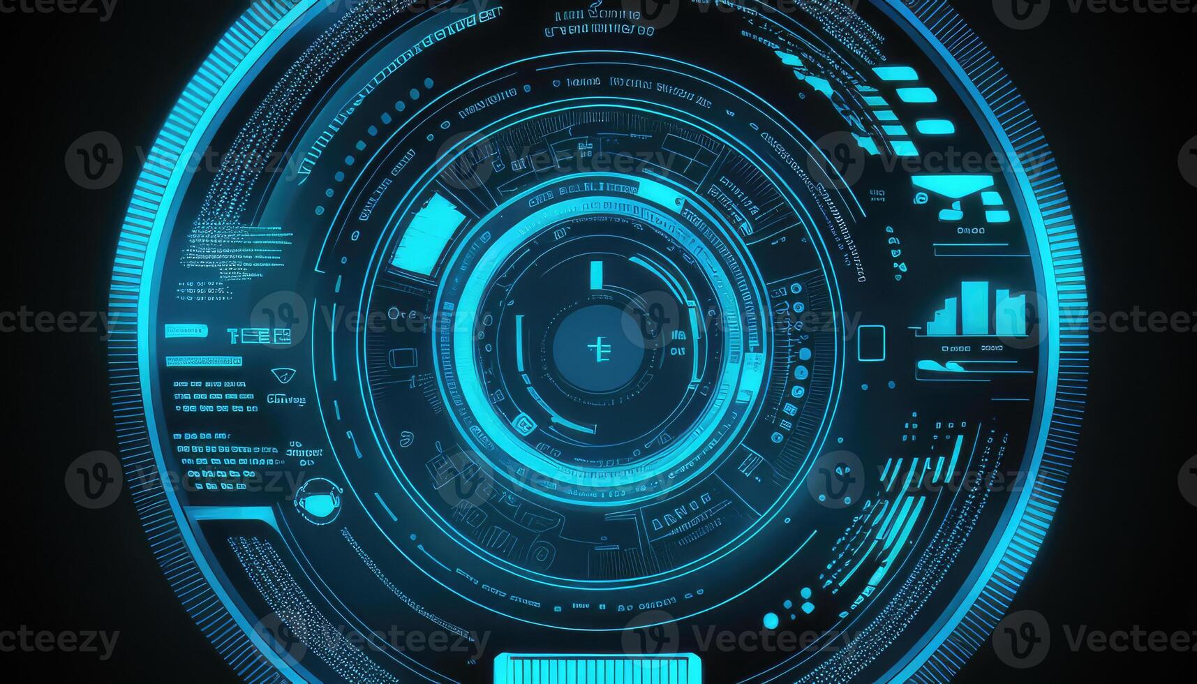 Futuristic circle HUD, GUI, user interface interface screen design. Created with photo