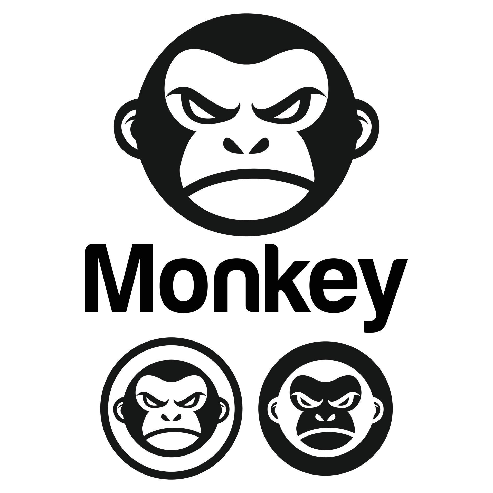 Cute Kawaii head monkey ape Mascot Cartoon Logo Design Icon