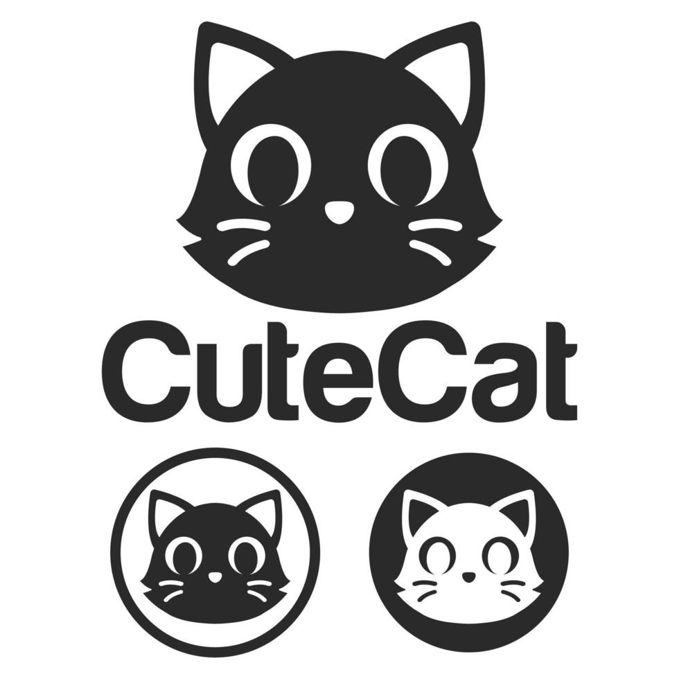 Cute Kawaii head Kitten cat Mascot Cartoon Logo Design Icon Illustration Character vector art. for every category of business, company, brand like pet shop, product, label, team, badge, label