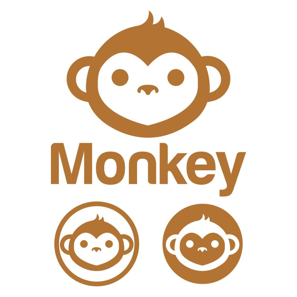 Cute Kawaii head monkey ape Mascot Cartoon Logo Design Icon Illustration Character vector art. for every category of business, company, brand like pet shop, product, label, team, badge, label