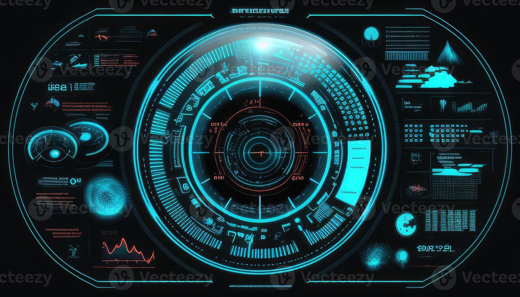 Futuristic circle HUD, GUI, user interface interface screen design. Created with photo