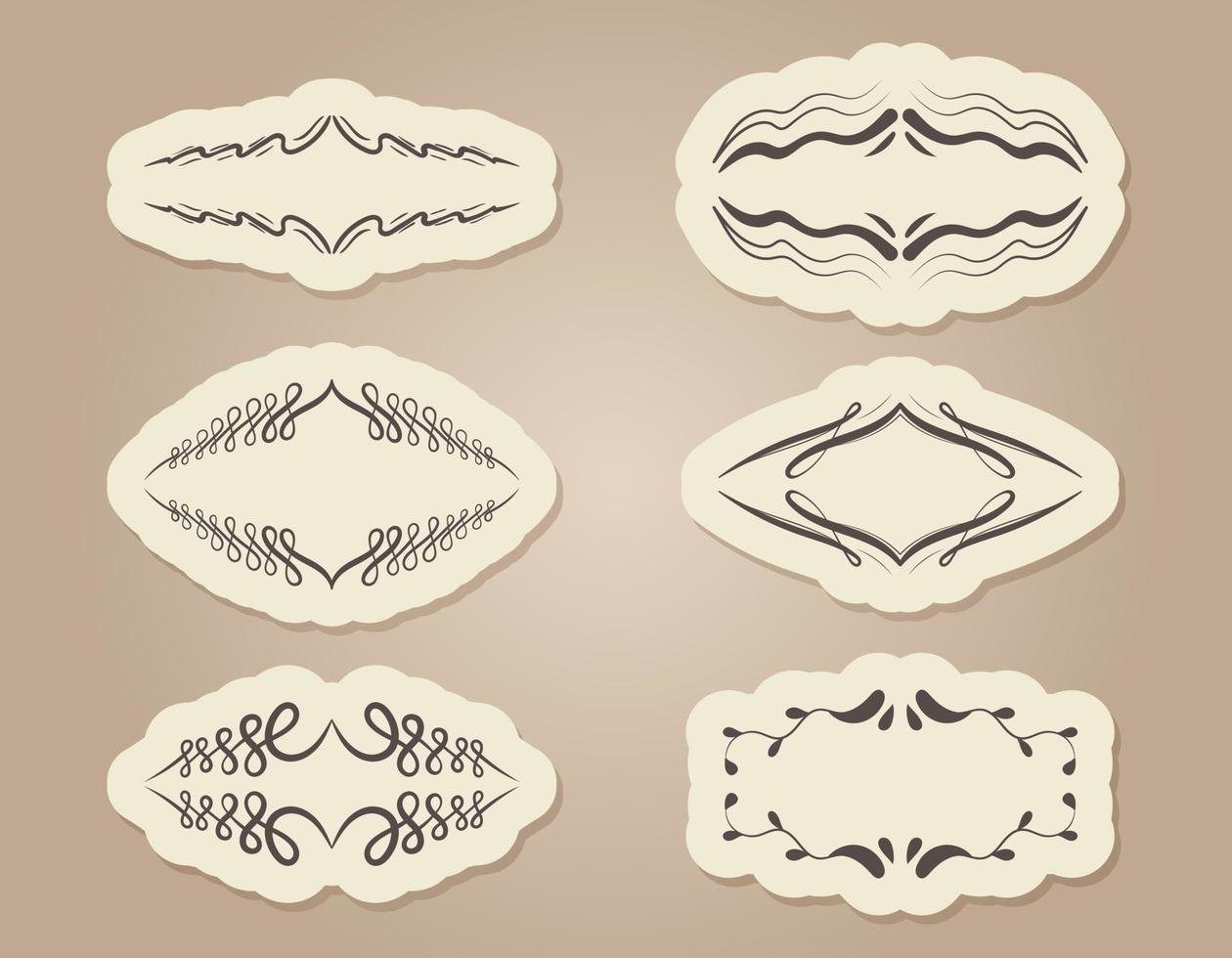 Set of vector isolated vintage old frames. Victorian templates with swirls design element.