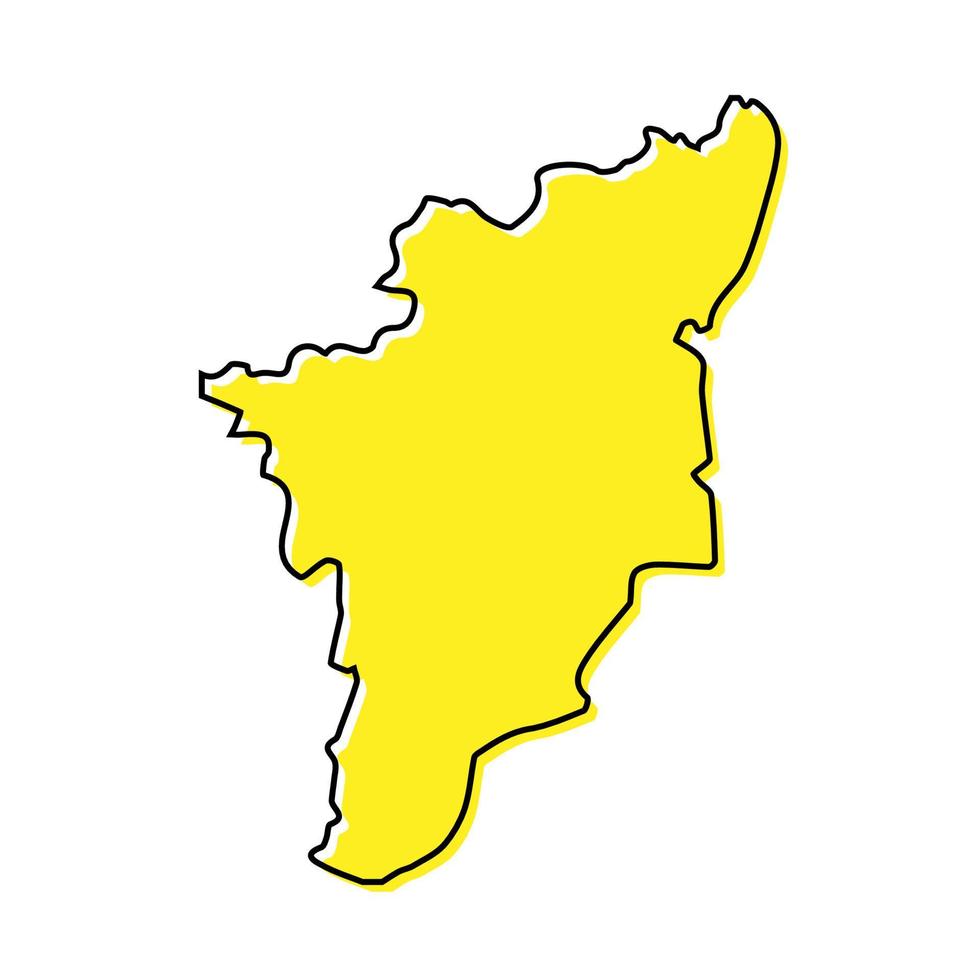 Simple outline map of Tamil Nadu is a state of India. vector