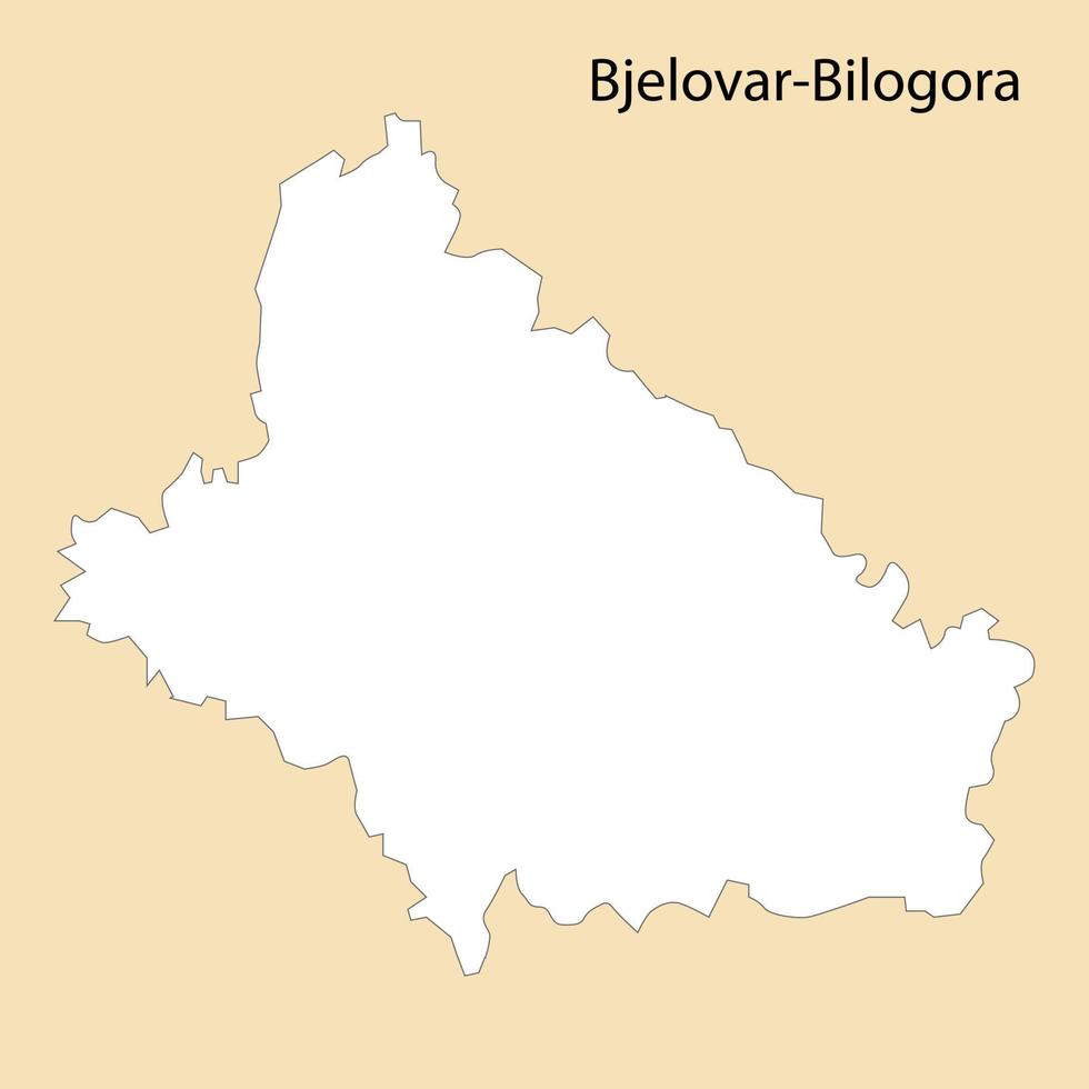 alto calidad mapa de bjelovar-bilogora es un región de Croacia vector