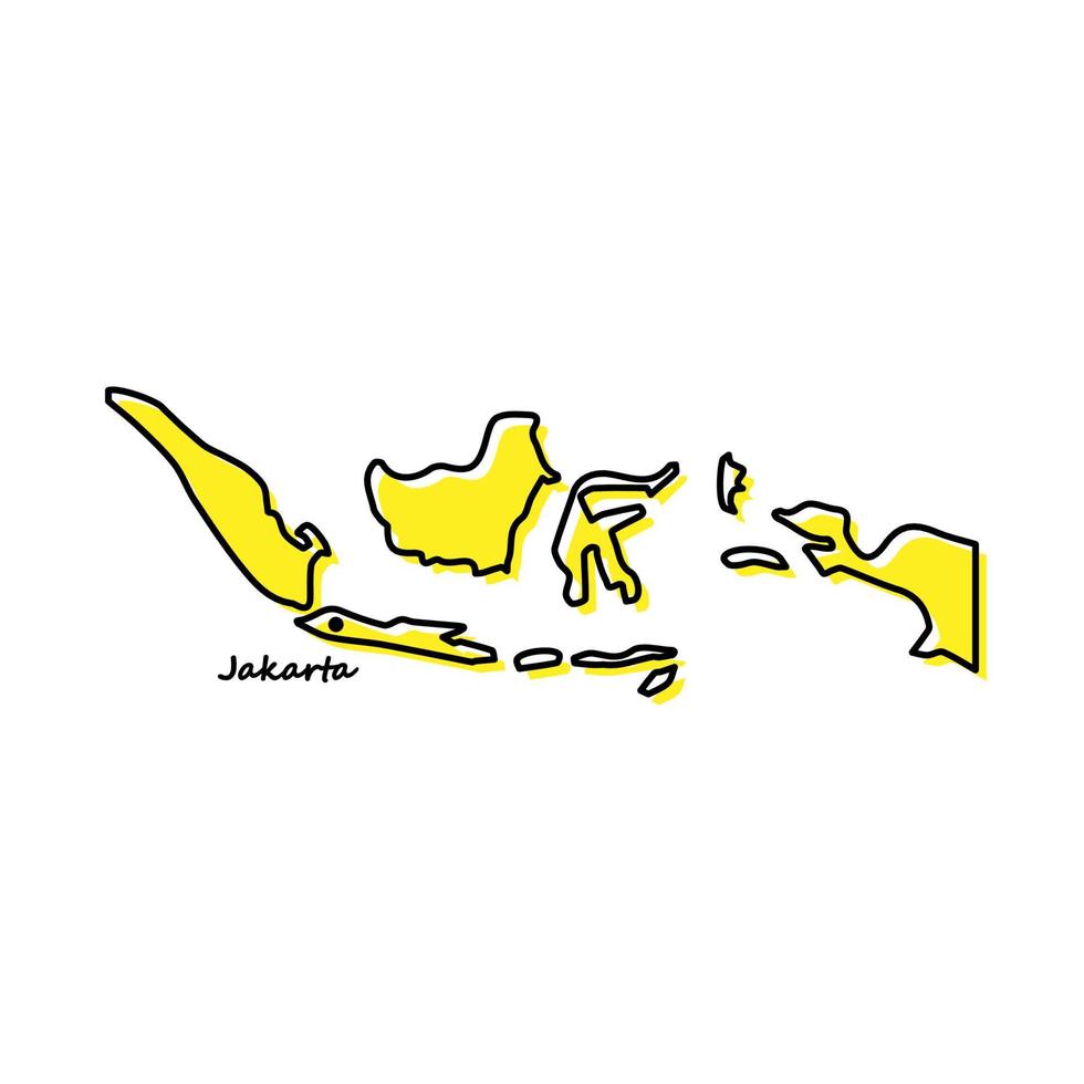 Simple outline map of Indonesia with capital location vector