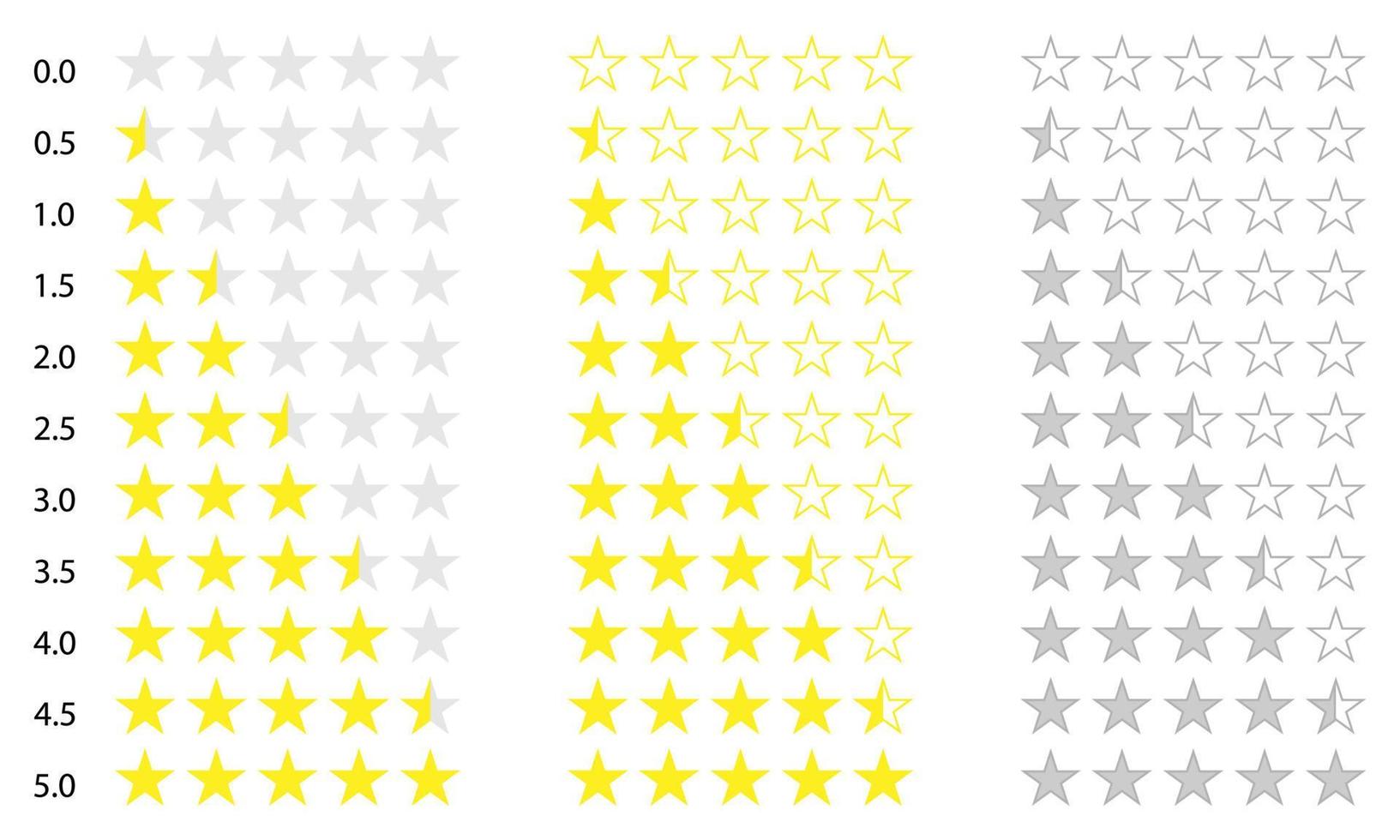 Rating symbols with 5 star. Quality, feedback, experience, level concepts. vector