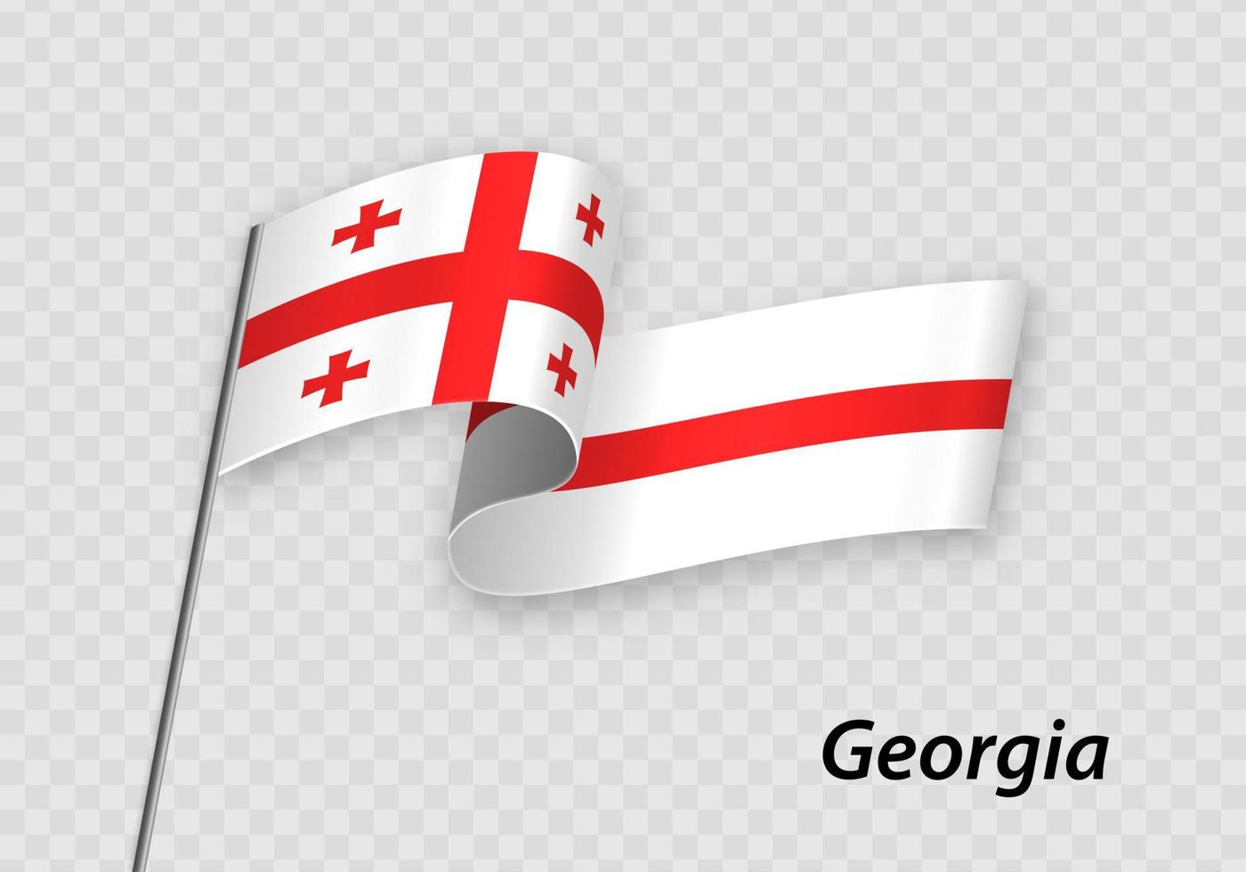 Waving flag of Georgia on flagpole. Template for independence day vector