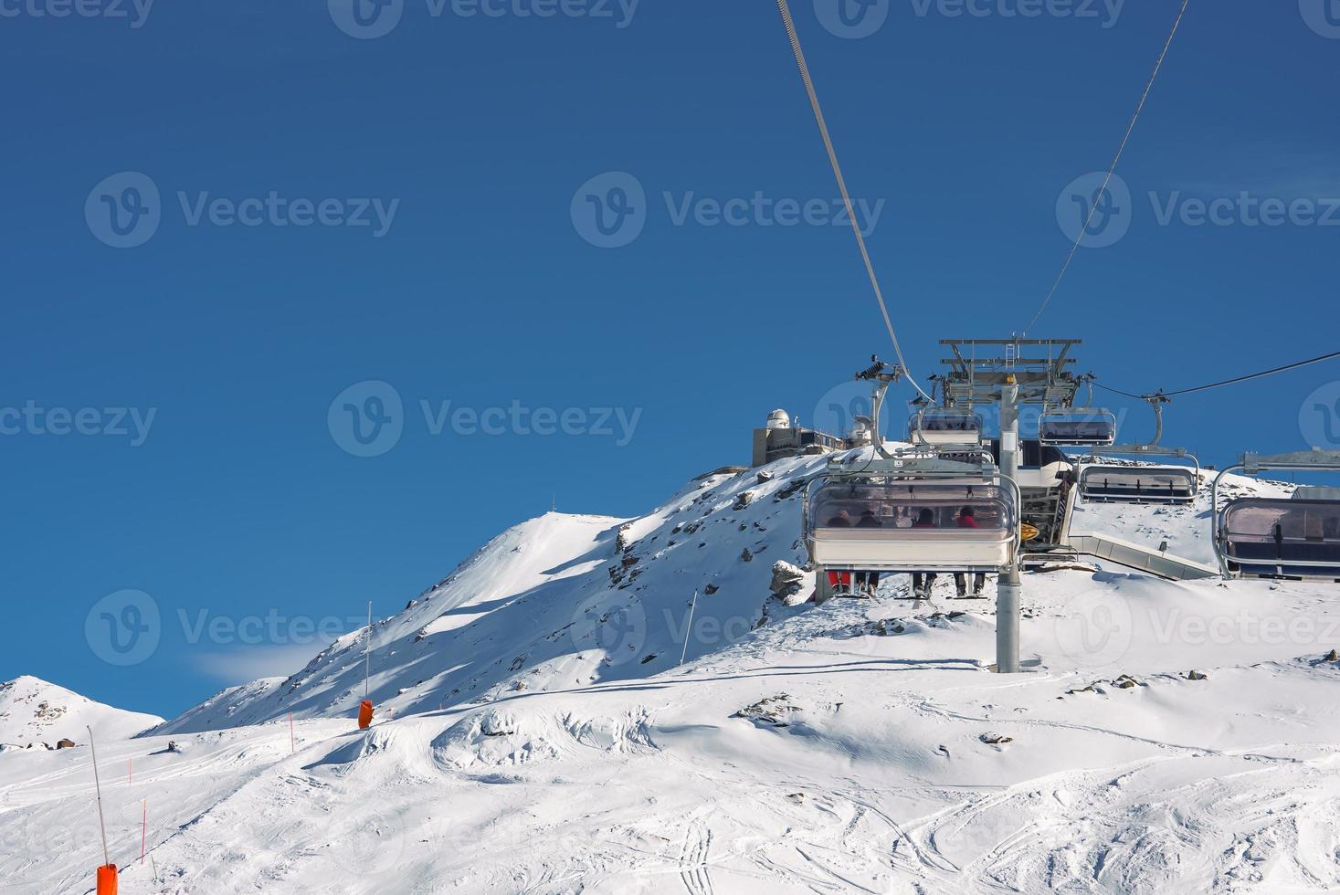 Beautiful view of Gornergrat, Zermatt, Matterhorn ski resort in Switzerland with cable chair