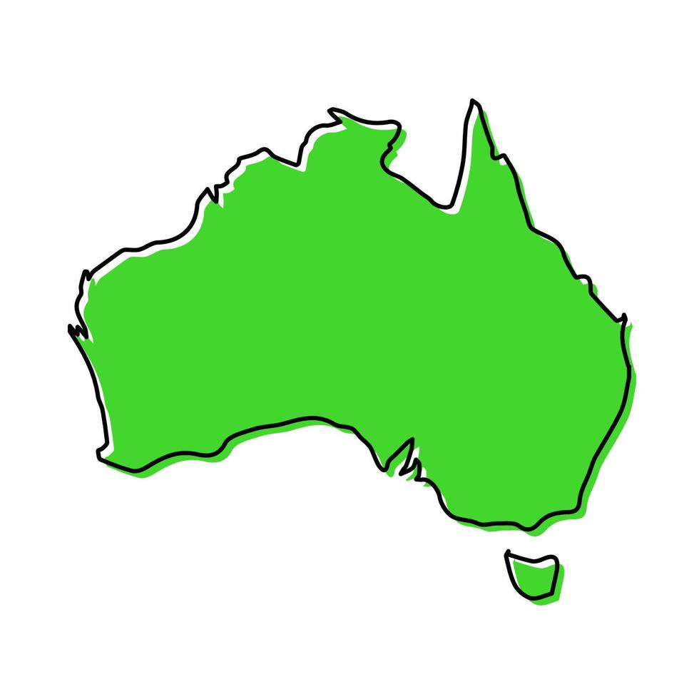 Simple outline map of Australia. Stylized line design vector