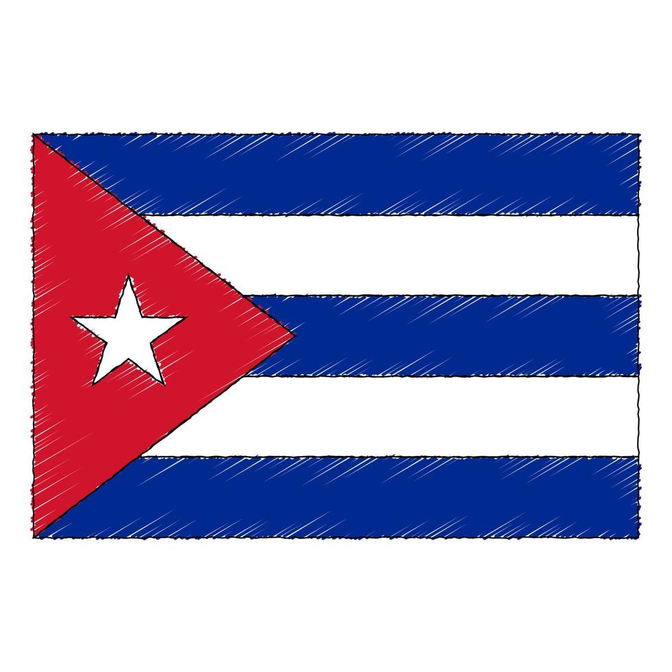 Hand drawn sketch flag of Cuba. doodle style icon vector