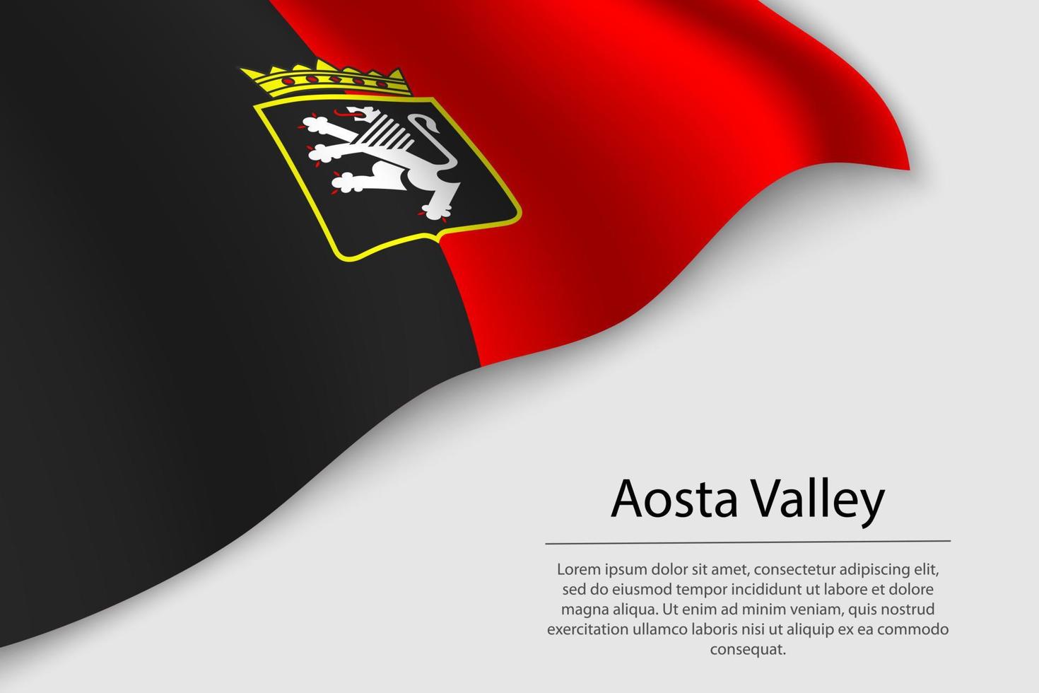 Wave flag of Aosta Valley is a region of Italy. vector