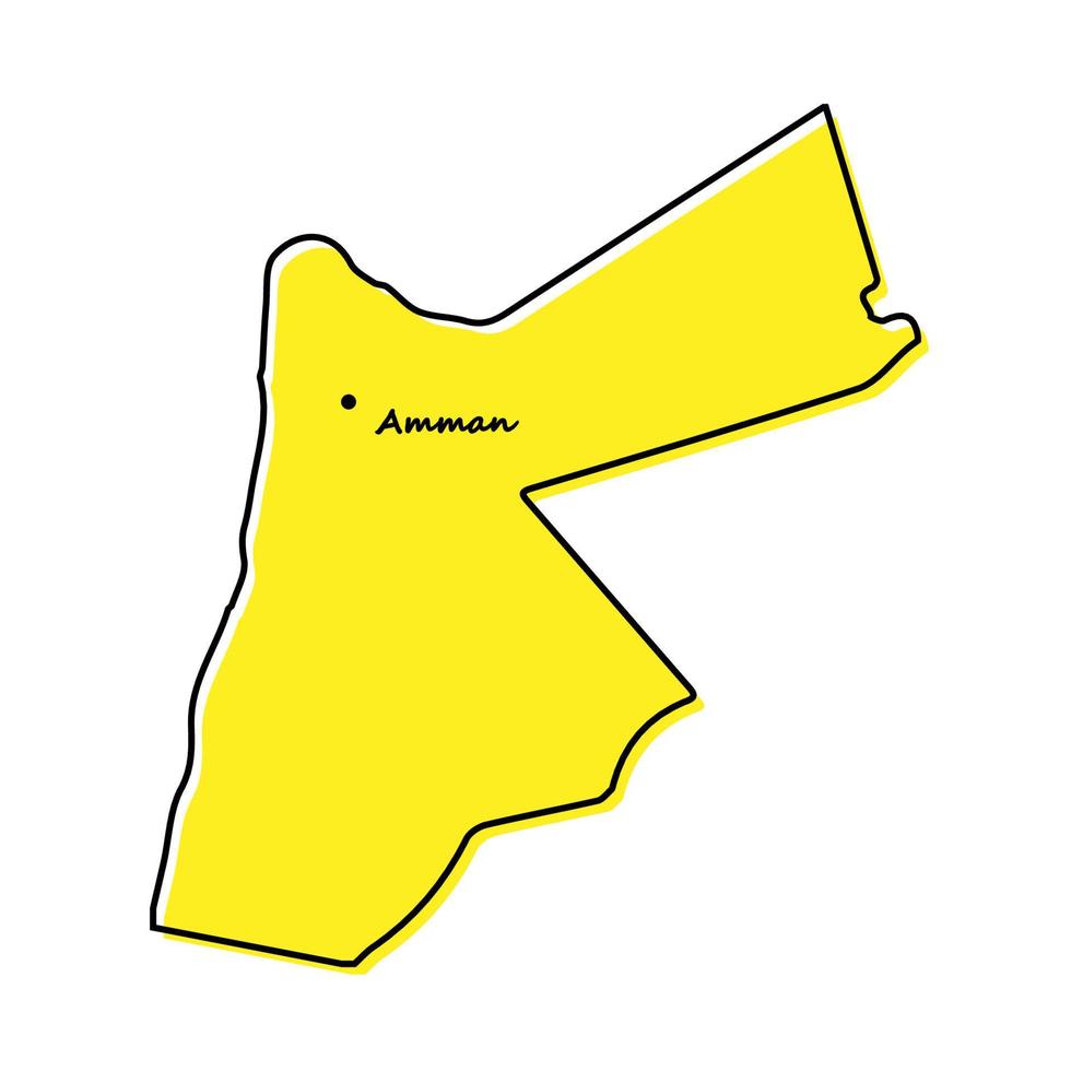 Simple outline map of Jordan with capital location vector